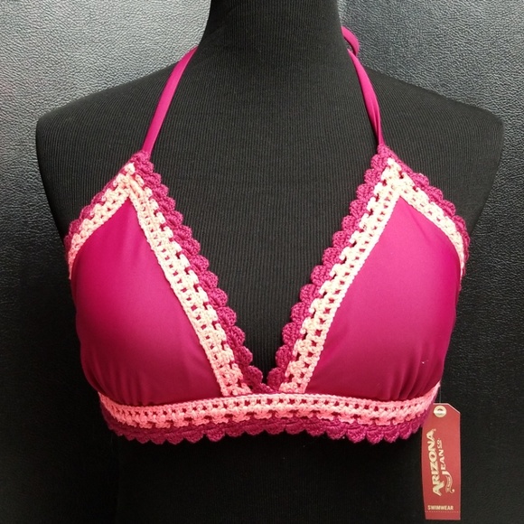 Arizona Jean Company Other - Knit burgundy crotche swim top tie straps Large